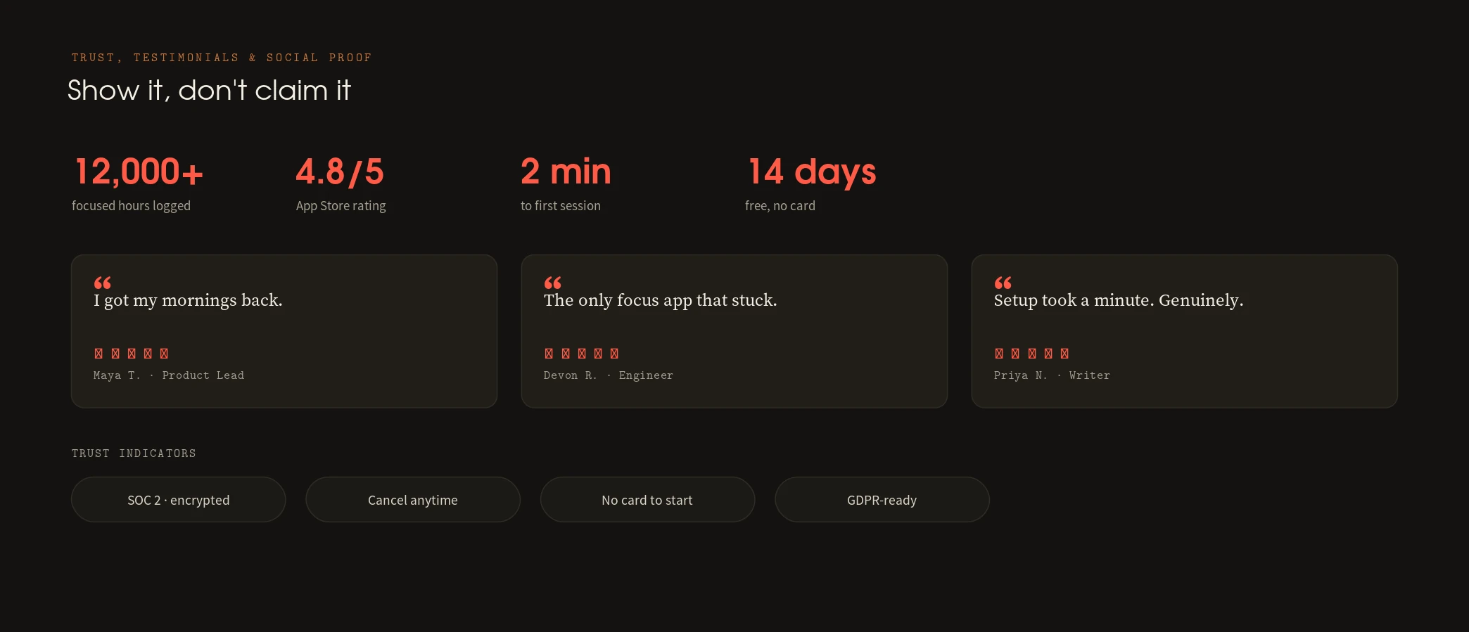 The landing page — panel
