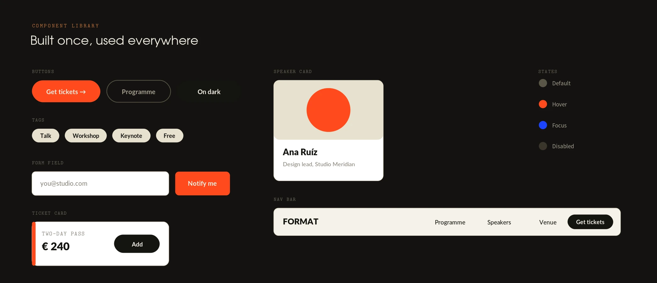 Grid, type & components — panel