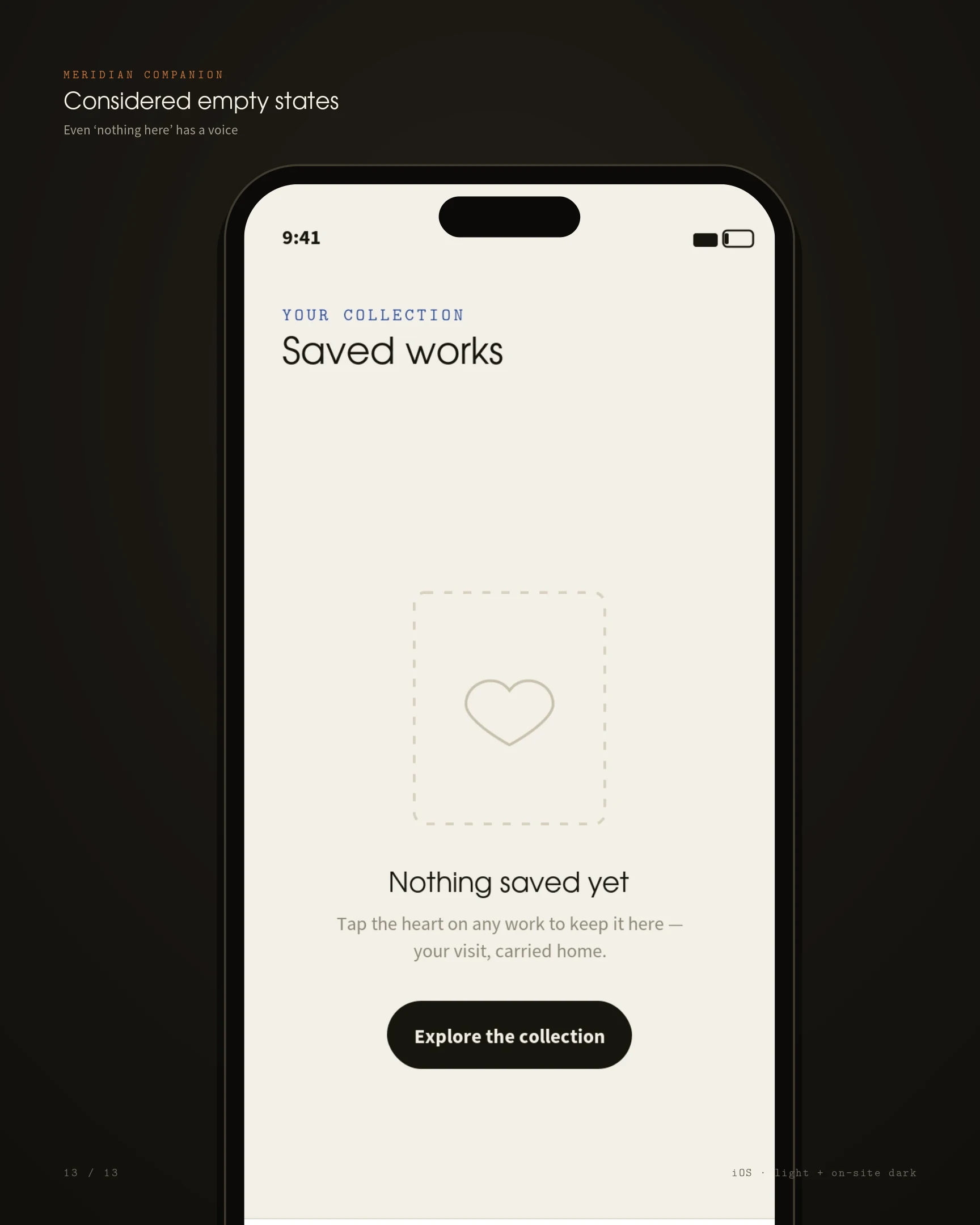 High-fidelity product design — thirteen surfaces, one voice — panel