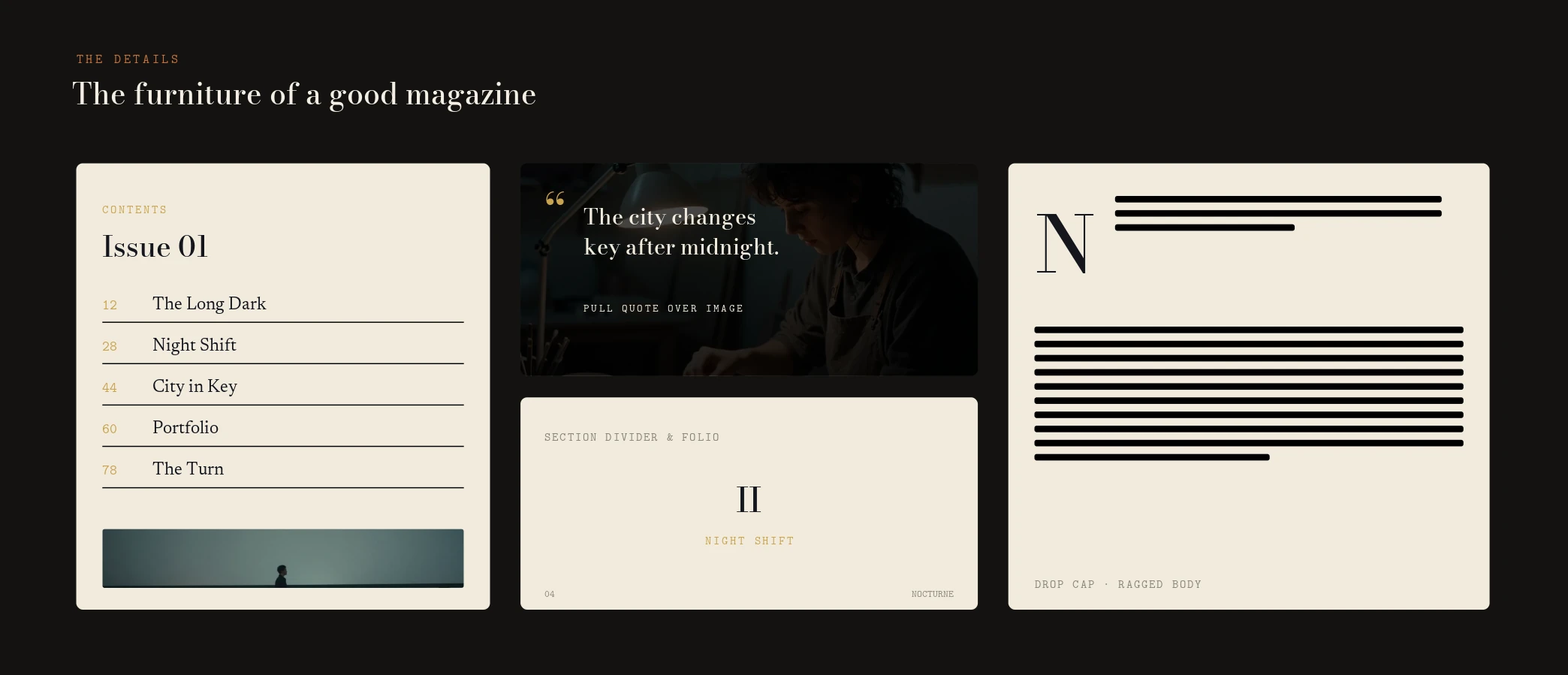 Spreads, covers & the details — panel