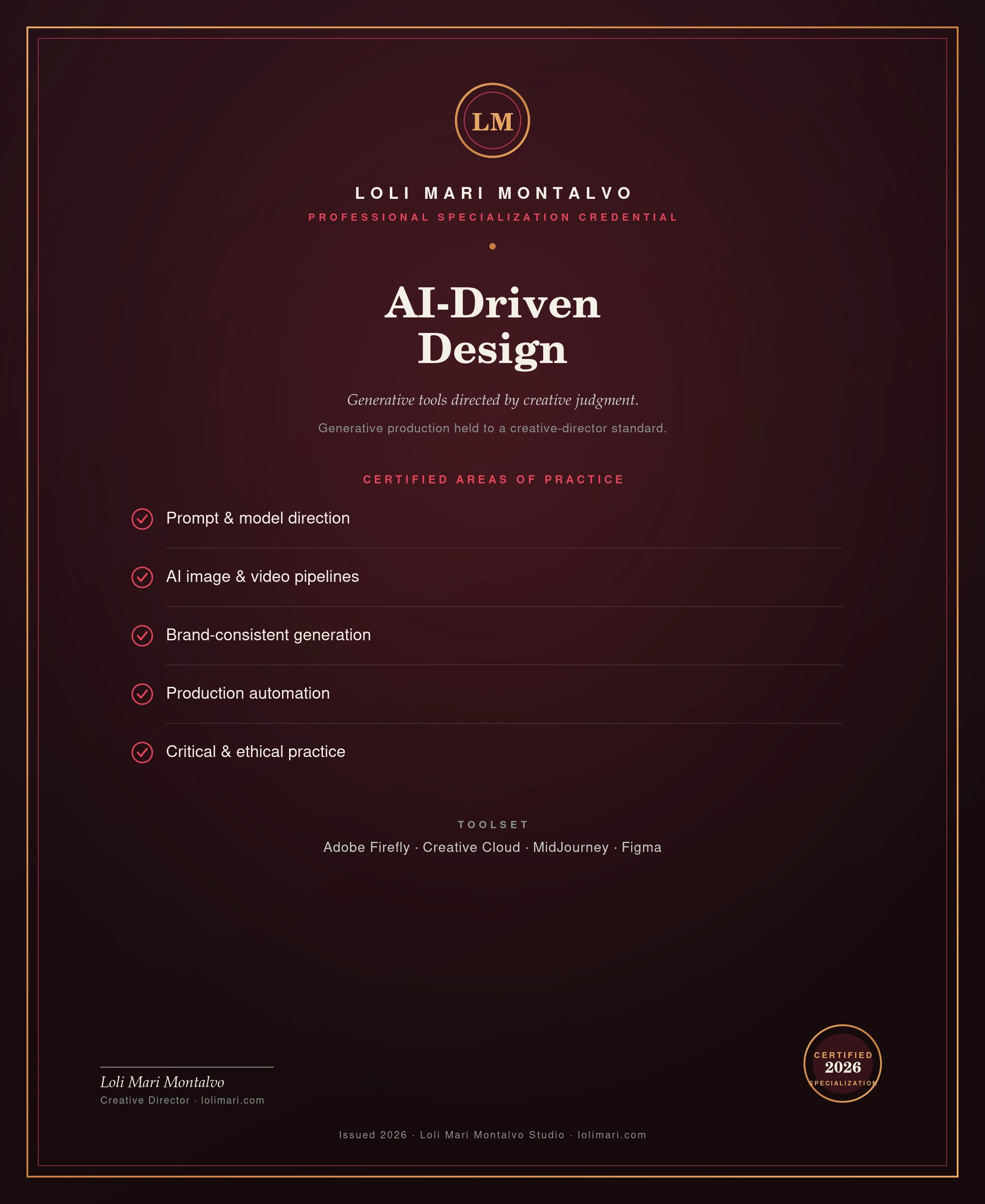 AI-Driven Design — professional specialization credential, Loli Mari Montalvo