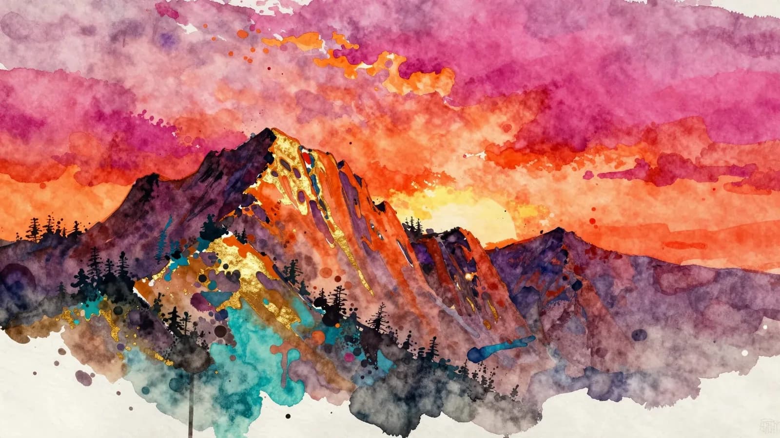 Tropical Study — Sunset mountains