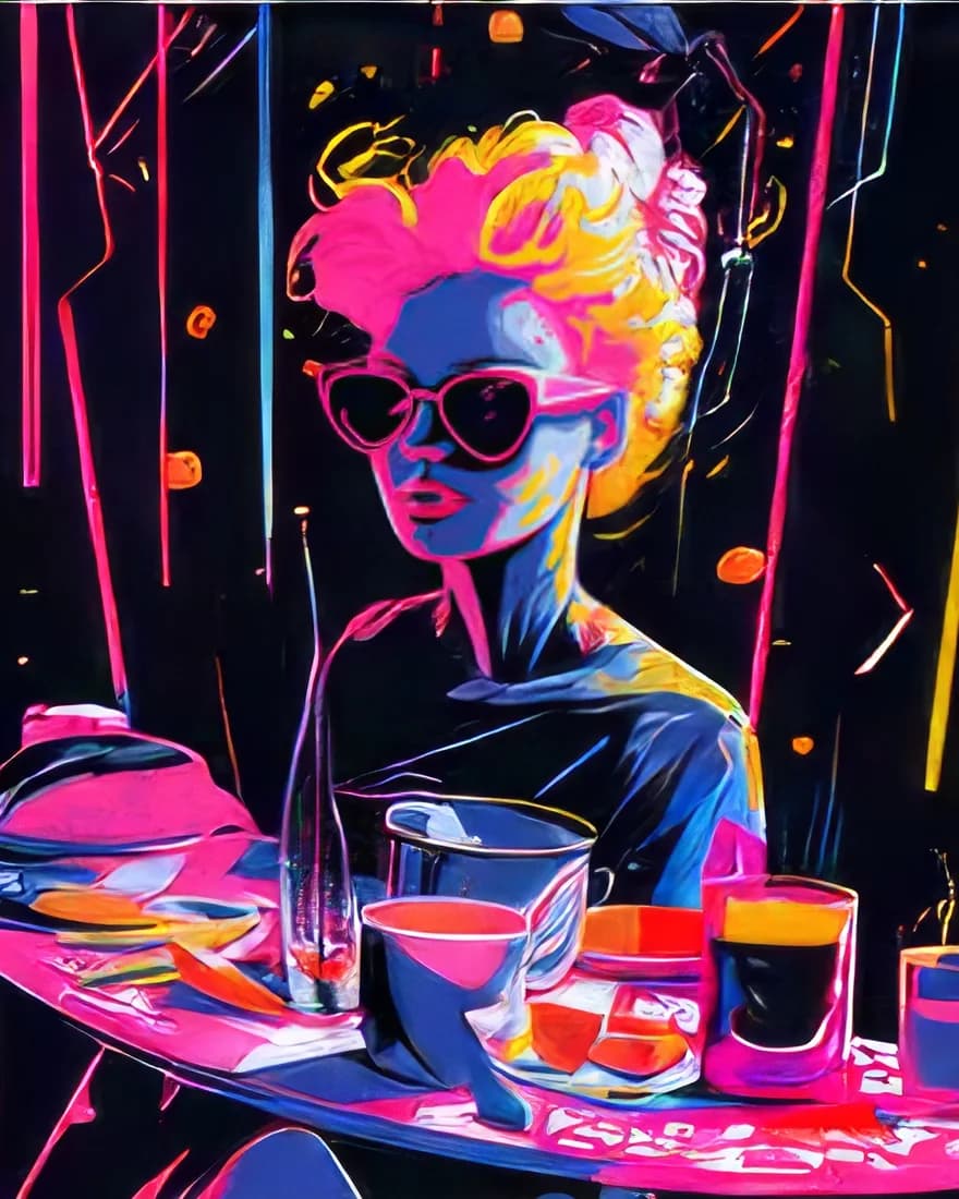 Original neon portrait artwork by Loli Mari Montalvo