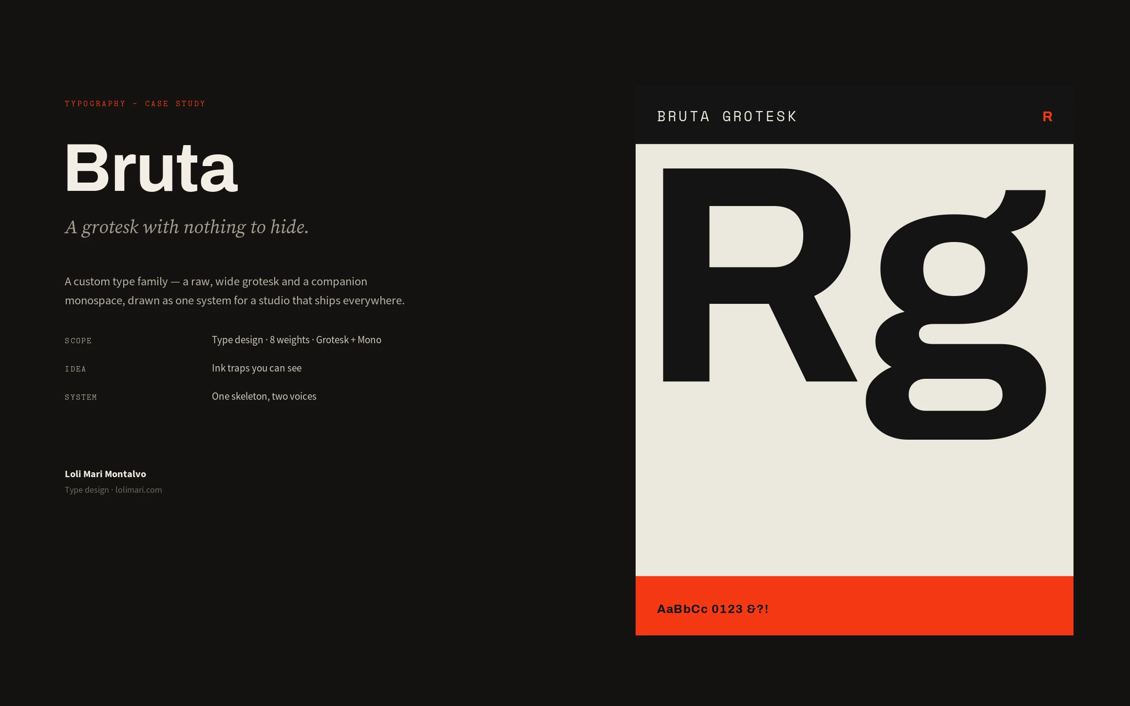 The typeface & specimen — full case study cover