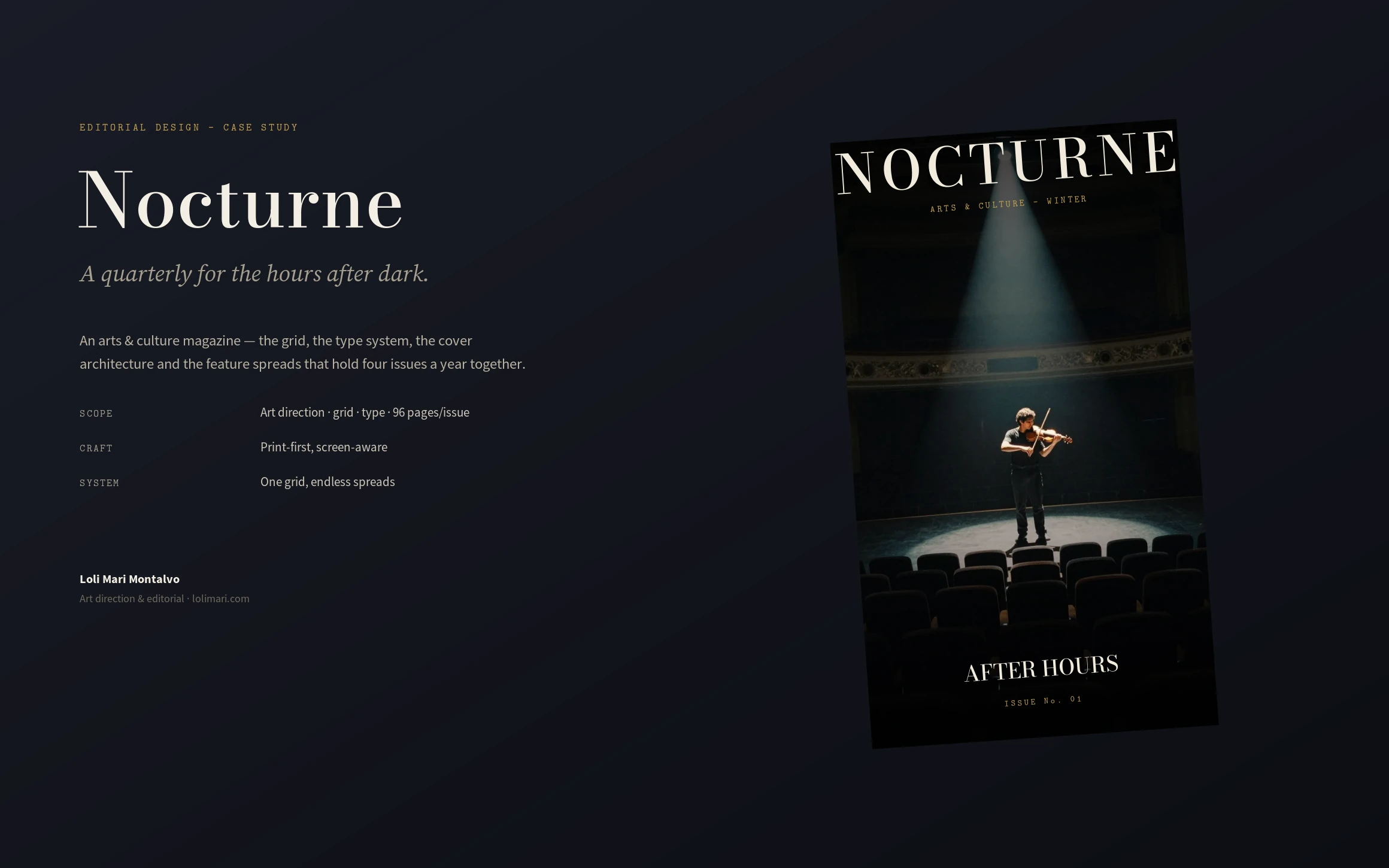 Nocturne — Editorial design