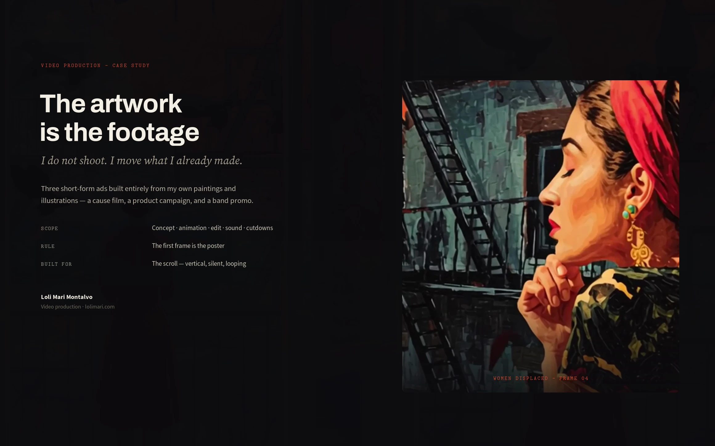 The Artwork Is the Footage — case study cover board